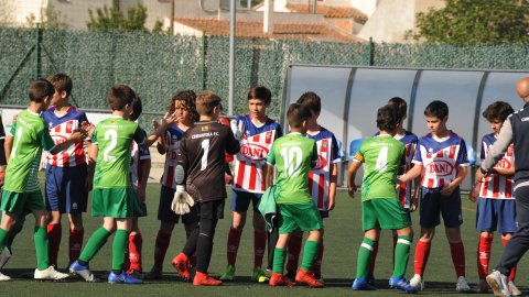 Marc Gordillo, al torneig de futbol de Llagostera, amb l'equip aleví de la UE Vilassar de Mar. Març de 2019. Foto: Saül Gordillo