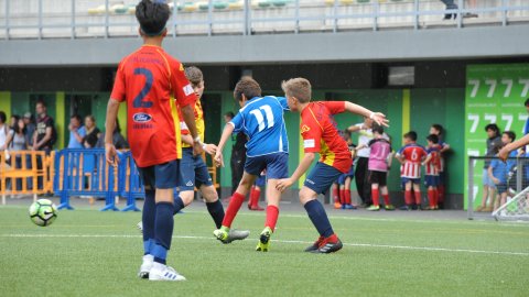 Marc Gordillo, al torneig internacional de futbol base MIC d'Andorra, amb l'equip aleví de la UE Vilassar de Mar. Abril de 2019. Foto: Saül Gordillo