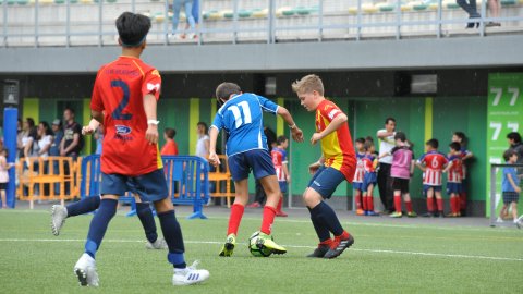 Marc Gordillo, al torneig internacional de futbol base MIC d'Andorra, amb l'equip aleví de la UE Vilassar de Mar. Abril de 2019. Foto: Saül Gordillo