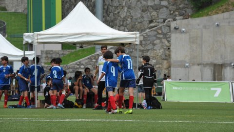 Marc Gordillo, al torneig internacional de futbol base MIC d'Andorra, amb l'equip aleví de la UE Vilassar de Mar. Abril de 2019. Foto: Saül Gordillo