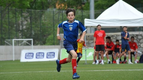 Marc Gordillo, al torneig internacional de futbol base MIC d'Andorra, amb l'equip aleví de la UE Vilassar de Mar. Abril de 2019. Foto: Saül Gordillo