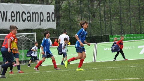 Marc Gordillo, al torneig internacional de futbol base MIC d'Andorra, amb l'equip aleví de la UE Vilassar de Mar. Abril de 2019. Foto: Saül Gordillo