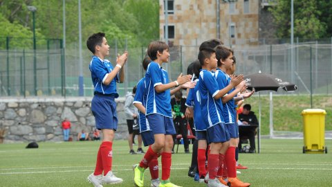 Marc Gordillo, al torneig internacional de futbol base MIC d'Andorra, amb l'equip aleví de la UE Vilassar de Mar. Abril de 2019. Foto: Saül Gordillo