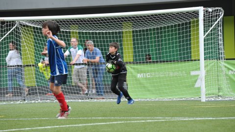 Marc Gordillo, al torneig internacional de futbol base MIC d'Andorra, amb l'equip aleví de la UE Vilassar de Mar. Abril de 2019. Foto: Saül Gordillo