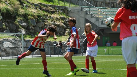Marc Gordillo, al torneig internacional de futbol base MIC d'Andorra, amb l'equip aleví de la UE Vilassar de Mar. Abril de 2019. Foto: Saül Gordillo