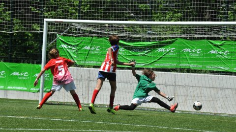 Marc Gordillo, al torneig internacional de futbol base MIC d'Andorra, amb l'equip aleví de la UE Vilassar de Mar. Abril de 2019. Foto: Saül Gordillo
