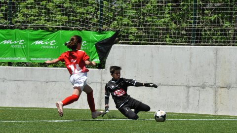 Marc Gordillo, al torneig internacional de futbol base MIC d'Andorra, amb l'equip aleví de la UE Vilassar de Mar. Abril de 2019. Foto: Saül Gordillo