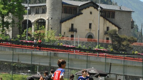 Marc Gordillo, al torneig internacional de futbol base MIC d'Andorra, amb l'equip aleví de la UE Vilassar de Mar. Abril de 2019. Foto: Saül Gordillo