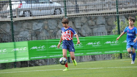 Marc Gordillo, al torneig internacional de futbol base MIC d'Andorra, amb l'equip aleví de la UE Vilassar de Mar. Abril de 2019. Foto: Saül Gordillo