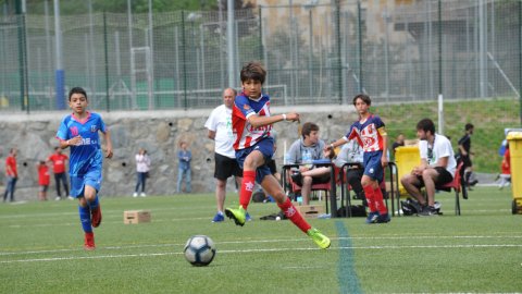 Marc Gordillo, al torneig internacional de futbol base MIC d'Andorra, amb l'equip aleví de la UE Vilassar de Mar. Abril de 2019. Foto: Saül Gordillo