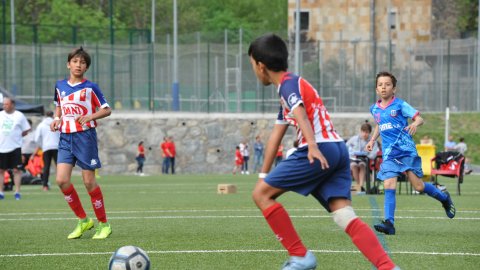 Marc Gordillo, al torneig internacional de futbol base MIC d'Andorra, amb l'equip aleví de la UE Vilassar de Mar. Abril de 2019. Foto: Saül Gordillo
