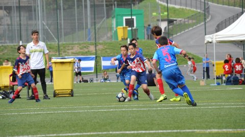 Marc Gordillo, al torneig internacional de futbol base MIC d'Andorra, amb l'equip aleví de la UE Vilassar de Mar. Abril de 2019. Foto: Saül Gordillo