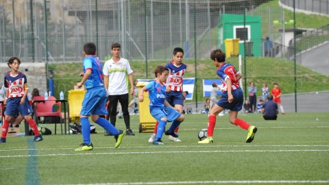 Marc Gordillo, al torneig internacional de futbol base MIC d'Andorra, amb l'equip aleví de la UE Vilassar de Mar. Abril de 2019. Foto: Saül Gordillo