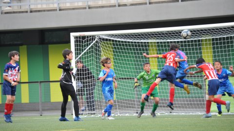 Marc Gordillo, al torneig internacional de futbol base MIC d'Andorra, amb l'equip aleví de la UE Vilassar de Mar. Abril de 2019. Foto: Saül Gordillo