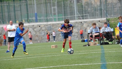 Marc Gordillo, al torneig internacional de futbol base MIC d'Andorra, amb l'equip aleví de la UE Vilassar de Mar. Abril de 2019. Foto: Saül Gordillo