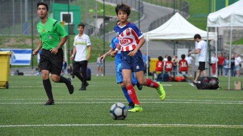 Marc Gordillo, al torneig internacional de futbol base MIC d'Andorra, amb l'equip aleví de la UE Vilassar de Mar. Abril de 2019. Foto: Saül Gordillo