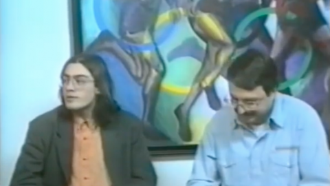 Portada, programa de Saül Gordillo i Joan Pujadas a Televisió Pública Pineda. 34 programes setmanals entre novembre de 1991 i juny de 1992. Pineda de Mar. 1991-1992 