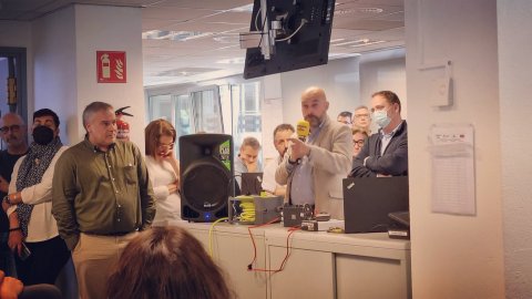 Comiat del director de Catalunya Ràdio i dels Mitjans Digitals de la CCMA, Saül Gordillo, i del cap d'informatius, Francesc Cano, a la redacció d'informatius de l'emissora davant de la plantilla. Barcelona. 28 d'abril de 2022