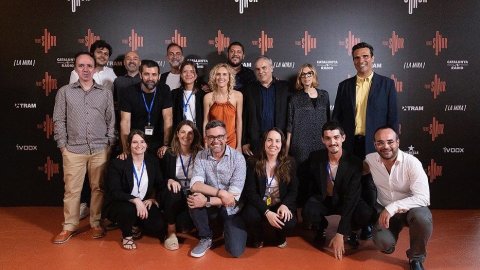Gala dels primers Premis Sonor als millors podcasts en català, organitzats per La Mira amb la col·laboració de Catalunya Ràdio a l'Antiga Fàbrica Damm. Barcelona. 13 de juny de 2022