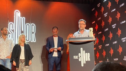 Gala dels primers Premis Sonor als millors podcasts en català, organitzats per La Mira amb la col·laboració de Catalunya Ràdio a l'Antiga Fàbrica Damm. Barcelona. 13 de juny de 2022