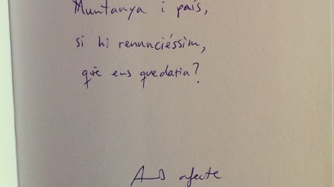 "Al Saül Gordillo, muntanya i país, si hi renunciéssim què ens quedaria? Amb afecte" Jordi Dalmau i Ausàs, 23-01-07, La Seu d'Urgell. 'Astor i besurt'