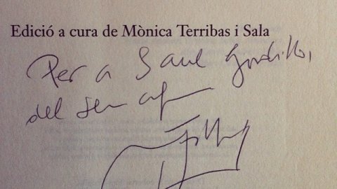 "Per a Saül Gordillo, del seu..." Fabian Estapé, 08-05-00, Calella. 'De tots colors'