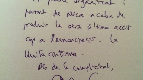 "Benvolgut Saül, el poble organitzat i passat de rosca acaba de produir la seva última acció cap a l'emancipació. La lluita continua. Des de la complicitat" Josep-Anton Fernàndez, 04-12-08. 'El malestar en la cultura catalana'