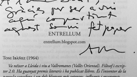 "A l'amic Saül, gràcies per ser avui aquí compartint aquest somni fet paper." Antoni Ibàñez, Vallromanes, 17-05-08, presentació de 'La Catosfera literària 08'