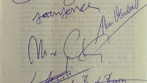 Carles Fontserè, Joan Ferrer, Àlvar Maduell, Max Cahner, Joan Maluquer, Emili Biosca, Emilia.  Pineda de Mar, 1993. 'Epistolari Joan Fuster - Vicenç Riera Llorca'