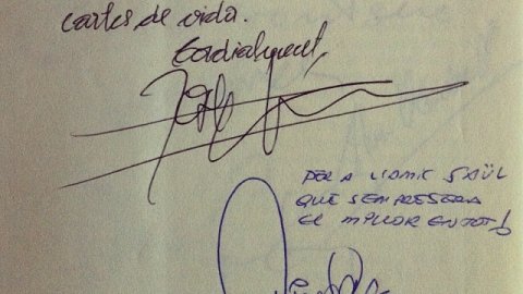 "Per al 'reporter' Saül. Cartes d'exili, cartes de lluita, cartes de vida. Cordialment" Josep Ferrer "Per a l'amic Saül que sempre serà el millor en tot!" Joan Pujadas, Pineda de Mar, 1993