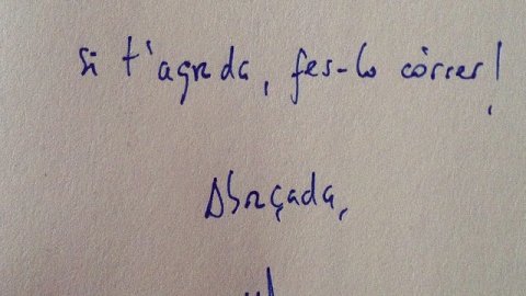 "Saül, si t'agrada fes-lo córrer! Abraçada" Eduard Voltas. 'Carta a un indecís' (Ara Llibres) 19-03-2014