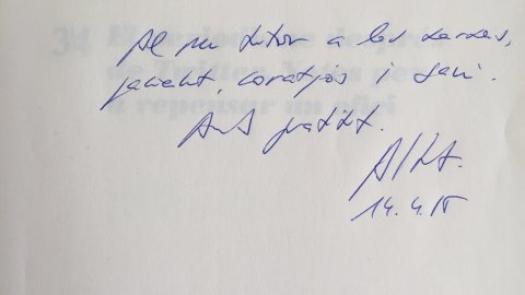"Al meu tutor a les xarxes, pacient, coratjós i savi. Amb gratitud. Albert" Albert Sàez. Mataró. 14-04-15 