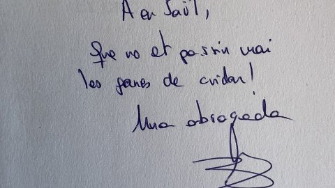"A en Saül, que no et passin mai les ganes de cridar! Una abraçada". Blanca Busquets. 'El crit'. Novembre de 2019