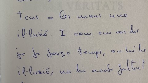 "Saül, tens a les mans una il·lusió. I com em vas dir ja fa força temps, on hi ha il·lusió, no hi acaba faltant de res." Joan Botta. 'Totes les meves veritats'. Febrer de 2019