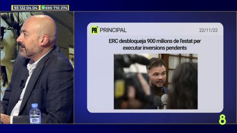 Intervenció del director de Principal, Saül Gordillo, al programa OpinaCat de 8tv amb Carlos Fuentes. Sant Just Desvern. 22 de novembre de 2022