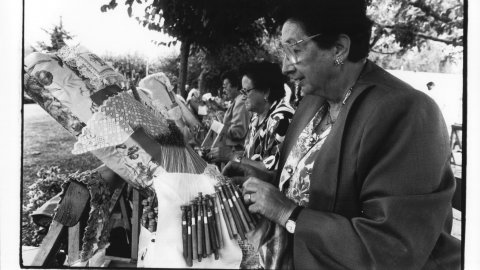 Trobada de puntaires. Festa major de Palafolls. 1992