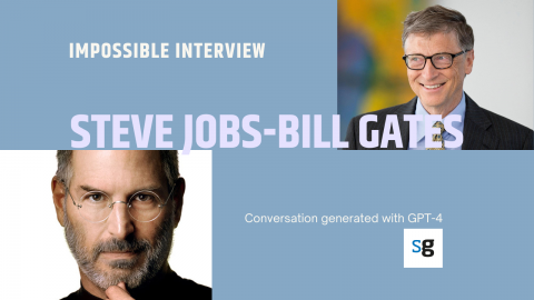 Bill Gates and Steve Jobs. Entrevistes impossibles generades amb Chat GPT-4 i publicades a saul.cat.
