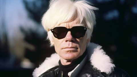Andy Warhol, en una imatge generada per Saül Gordillo amb Midjourney per a 'entrevistes impossibles'. Juny de 2023