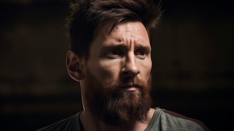 Leo Messi, en una imatge generada per Saül Gordillo amb Midjourney per a 'entrevistes impossibles'. Juny de 2023