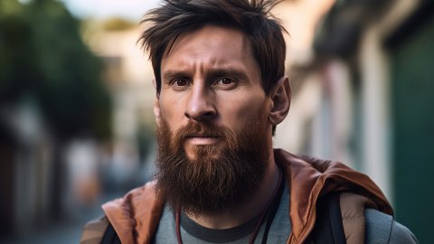 Leo Messi, en una imatge generada per Saül Gordillo amb Midjourney per a 'entrevistes impossibles'. Juny de 2023