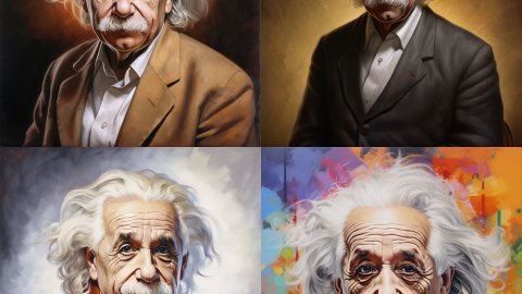 Albert Einstein, en una imatge generada per Saül Gordillo amb Midjourney per a 'entrevistes impossibles'. Juny de 2023