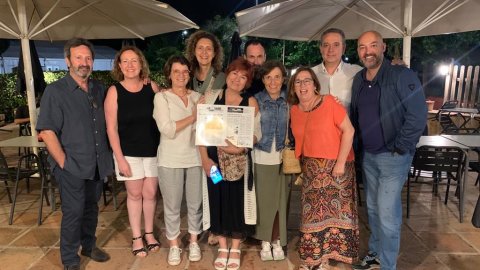 Sopar de la redacció de Mar Diari, amb Josep Bernabeu, Enric Sierra, Montse Raya, Núria de José, Toni de la Fuente, Carles Aparicio, Maria Pannon, Anna Turon, Reyes Marimon i Saül Gordillo. Cabrera de Mar. 30 de juny de 2023