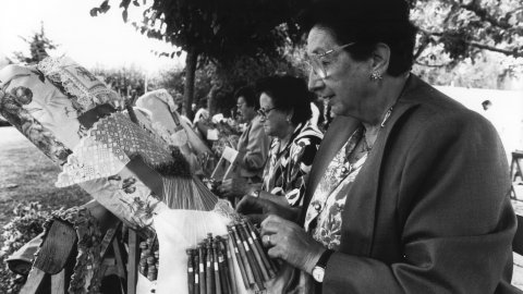 Trobada de puntaires. Festa major de Palafolls. 1992. Foto: Saül Gordillo (El Punt)