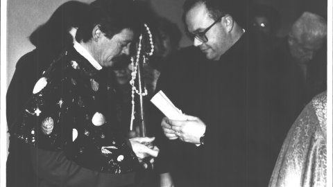 Arribada del Pare Pelegrí de Tossa de Mar. 1993. Foto: Saül Gordillo (El Punt)