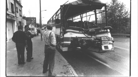 Accident d'autocar a Calella.1993. Foto: Saül Gordillo (El Punt)