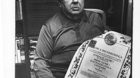 Benet Ribas, premi Jaume I d'Actuació Cívica Catalana. Blanes. 1992. Foto: Saül Gordillo (El Punt)