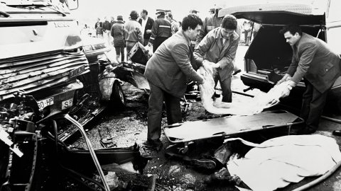 Accident mortal a la carretera N-II entre Santa Susanna i Malgrat de Mar. 1990-1991. Foto: Saül Gordillo (El Punt)