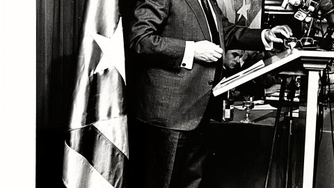 Jordi Pujol en el congrés de la Joventut Nacionalista de Catalunya (JNC) el 1991. Calella. Foto: Saül Gordillo (El Punt)