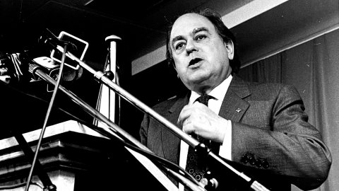 Jordi Pujol en el congrés de la Joventut Nacionalista de Catalunya (JNC) el 1991. Calella. Foto: Saül Gordillo (El Punt)