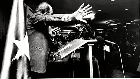 Jordi Pujol en el congrés de la Joventut Nacionalista de Catalunya (JNC) el 1991. Calella. Foto: Saül Gordillo (El Punt)